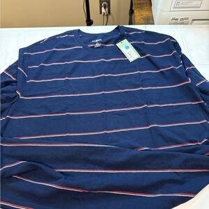 Goodfellow & Co Navy Short Sleeve Tee with Red and White Stripes